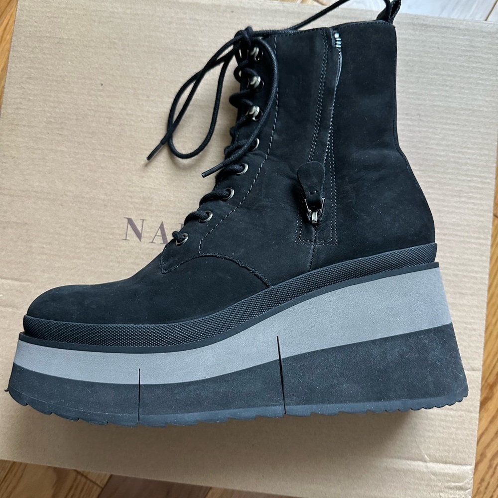 Naked Feet Black and Gray Platform Boots